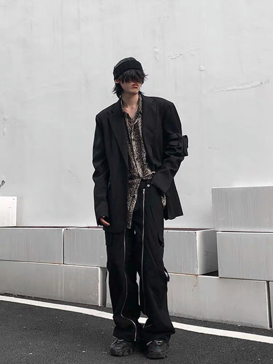 尾郎的店 可拆卸工装裤ins潮牌高街古着感...