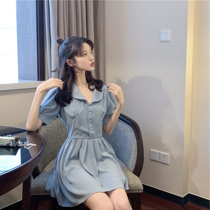 43元包邮！夏季女生连衣裙法式小众桔梗初恋...