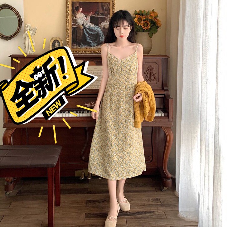 【新品女裙】裙子女2021春装新款温柔复古...