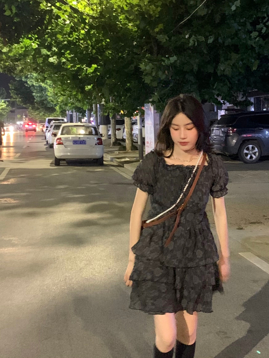 亮秀Ryosoo玫瑰碎花泡泡裙女高腰202...