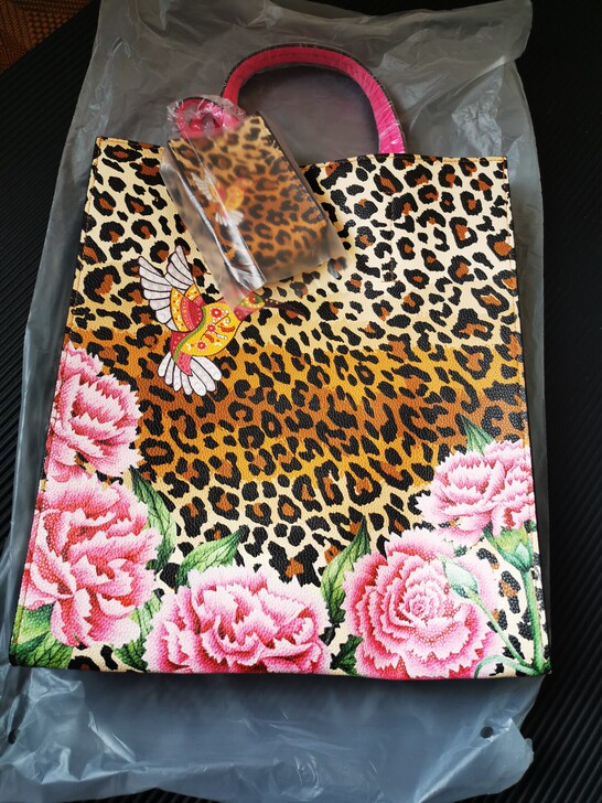 牡丹豹纹手提包