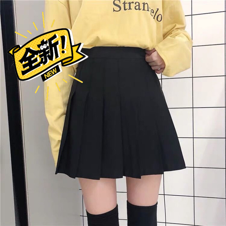 2021新款黑色百褶裙女春夏短裙高腰显瘦a...