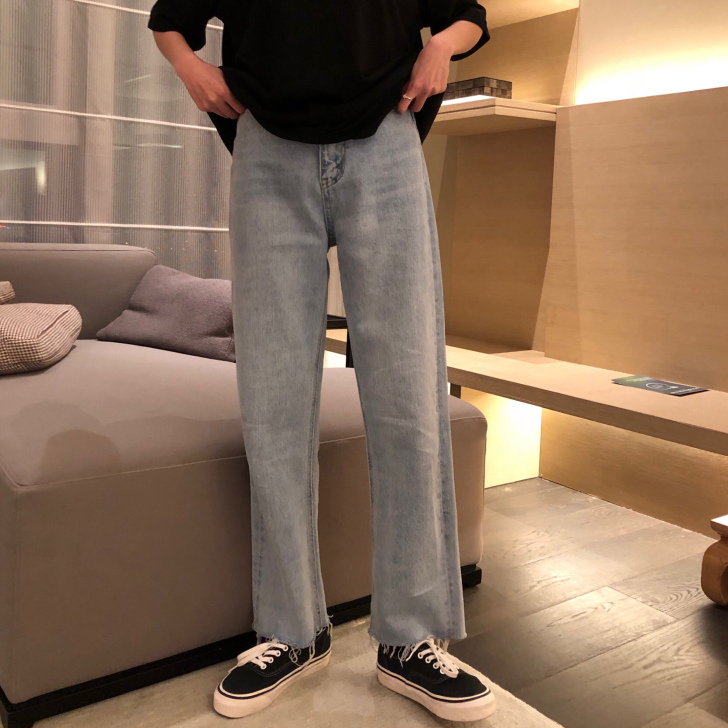 SEEKSIMPLE直筒宽松 牛仔裤女浅蓝色