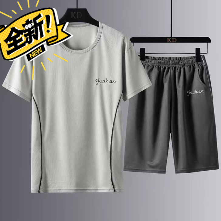 夏季运动套装男t恤休闲运动短裤套装男士百搭...