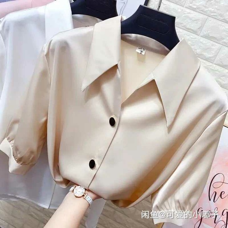 全新2021新款薄款女士衬衫小心机设计感小...