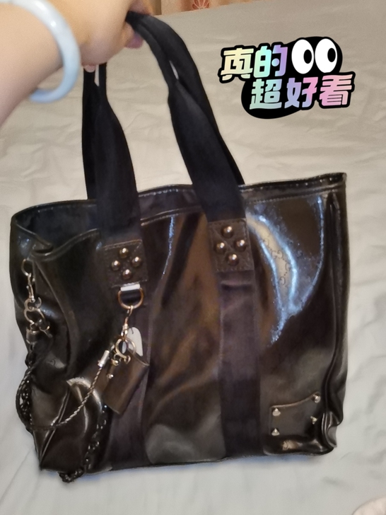 Gucci黑色购物包妈妈包手拎包