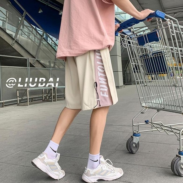 得物（毒）明星网红同款五分裤男夏季薄款阔腿...