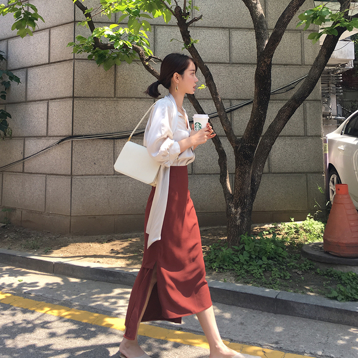 【jill大姐姐】前短后长开叉美人鱼半身裙...