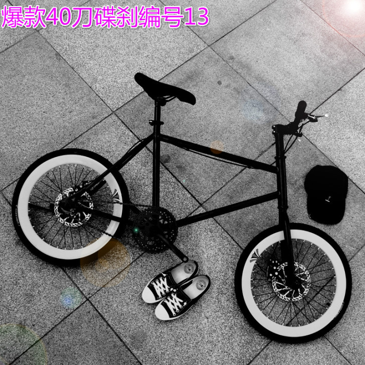 20寸死飞自行车双碟刹公路单车彩色迷你小型...