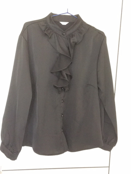 木耳边黑色醋酸面料衬衫,9成新,4XL码,...