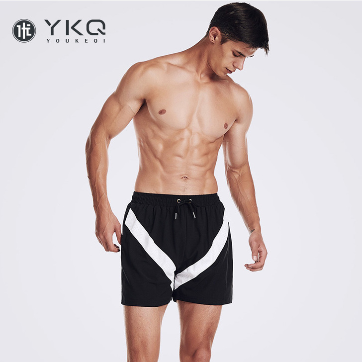 泳裤男防尴尬速干宽松新款四分平角男士游泳裤...