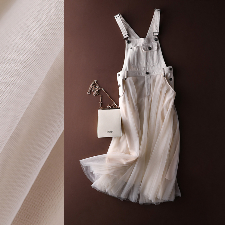 牛仔背带裙减龄吊带别致连衣裙夏森系网纱设计...
