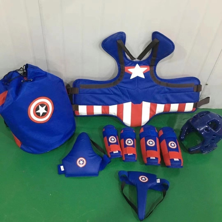 全新美国队长儿童跆拳道护具套装六件套