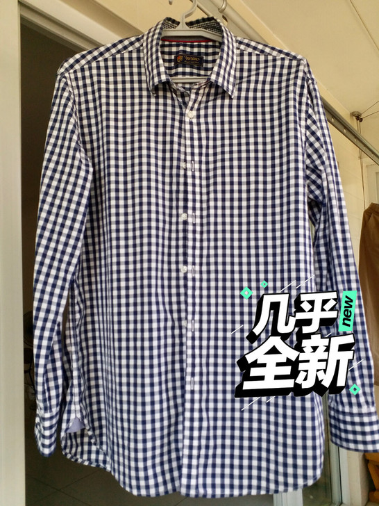 梵思诺男士黑白格子衬衫 购入1300 99...