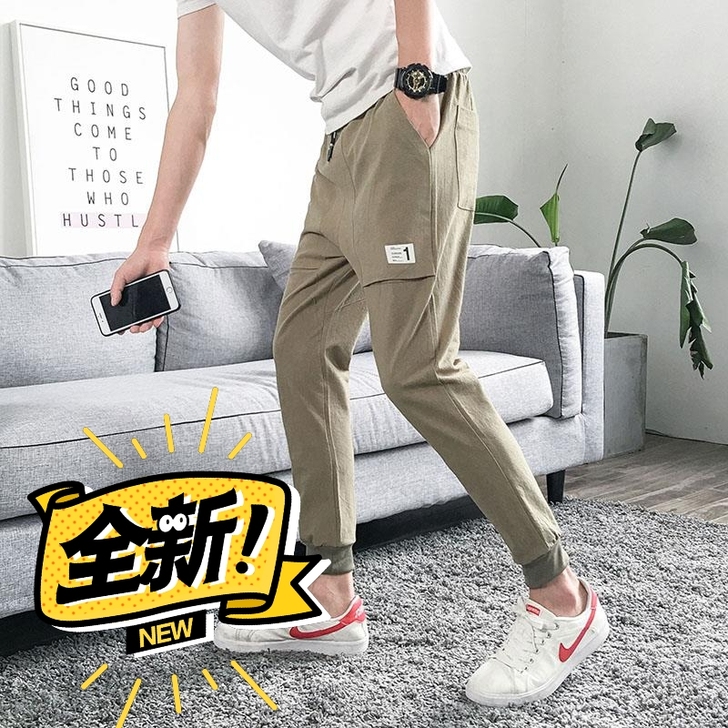 全新潮牌工装裤子男韩版潮流夏季薄款休闲百搭...