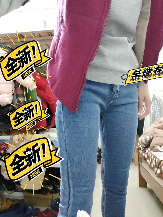 全新包邮加绒弹力高腰牛仔裤女显瘦显高修身小...