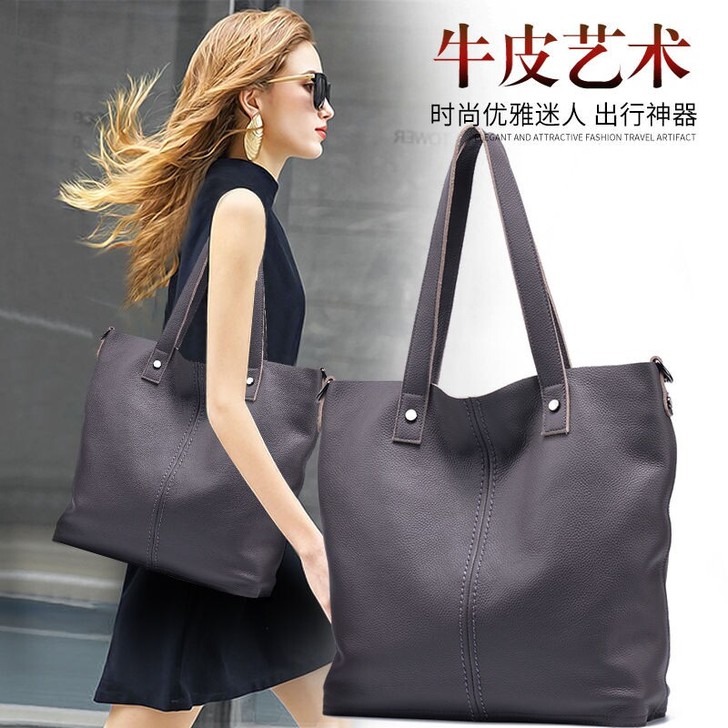 真皮包包女2020新款潮简约托特包女大容量...