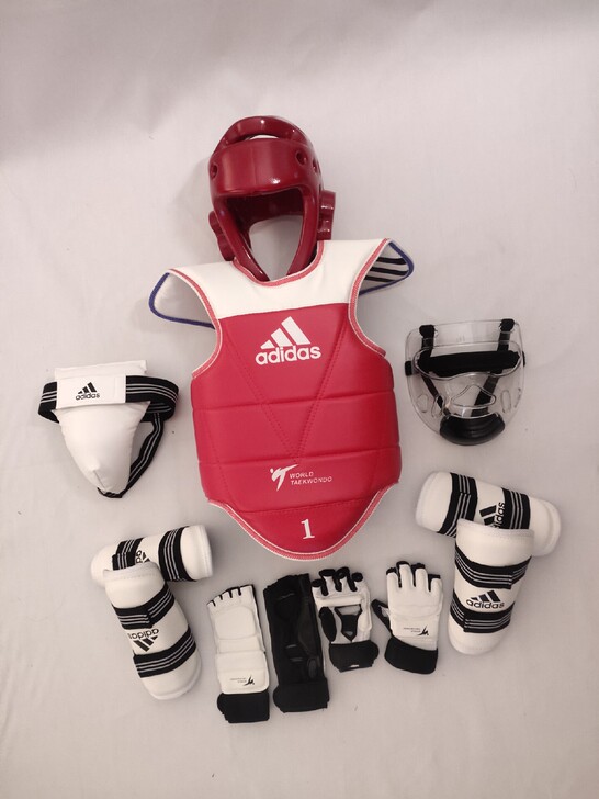 全新平纹跆拳道护具阿迪平纹八件套