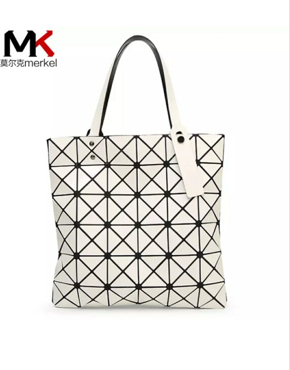 日系时尚几何菱格女包大容量格子百变折叠包单...