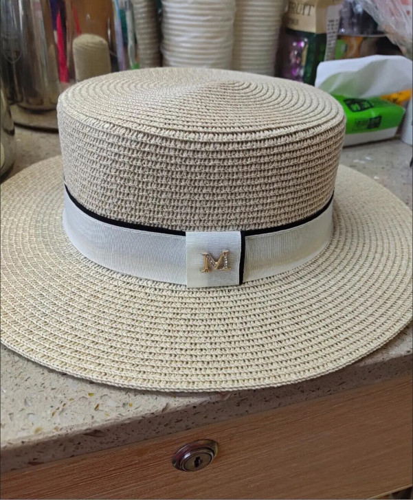草帽M字母标新款夏季韩版潮女士优雅淑女草帽...