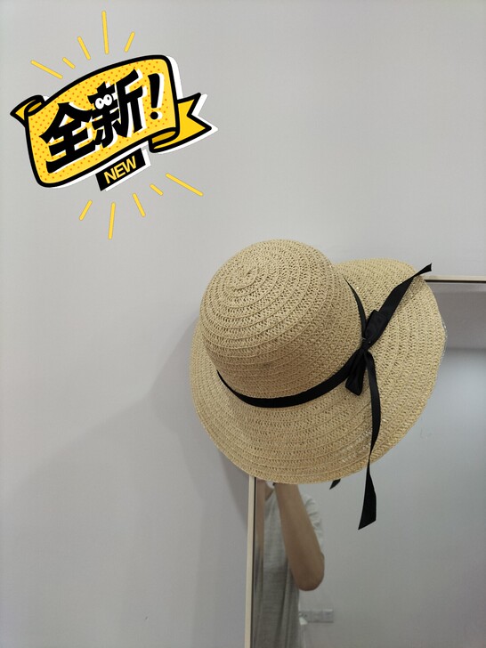 全新草编蝴蝶结度假风海边帽子草帽包邮