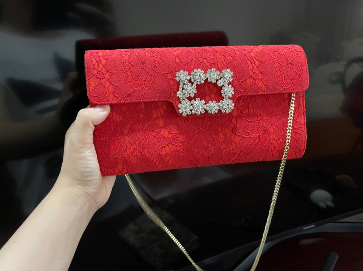 M B 晚宴包 手包 手拿包 婚包 钻扣红...