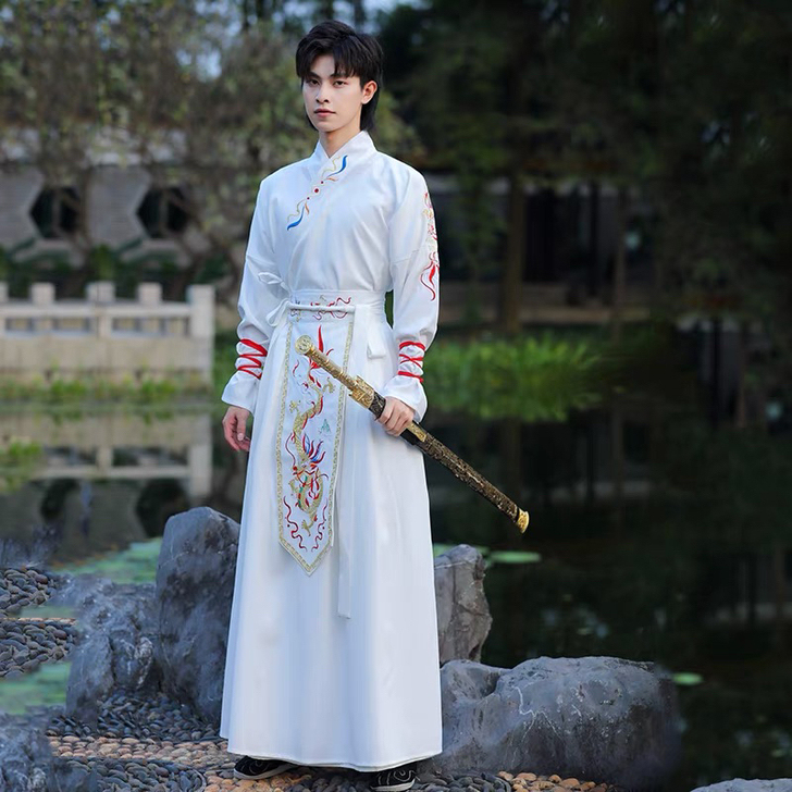 原创白色汉服男装春秋古风男士仙气夏季侠客古...