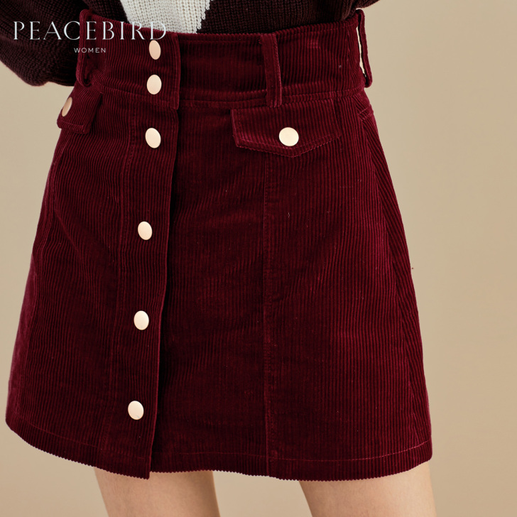 【双11狂欢价】酒红色半身裙女冬装2018...