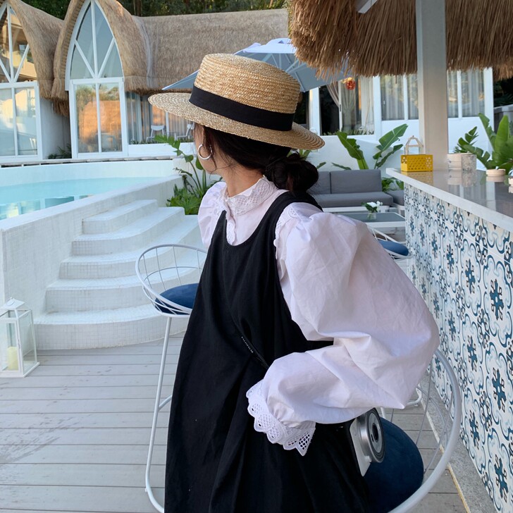 蜗牛爬爬家平顶草帽女夏季防晒遮阳帽遮脸防紫...