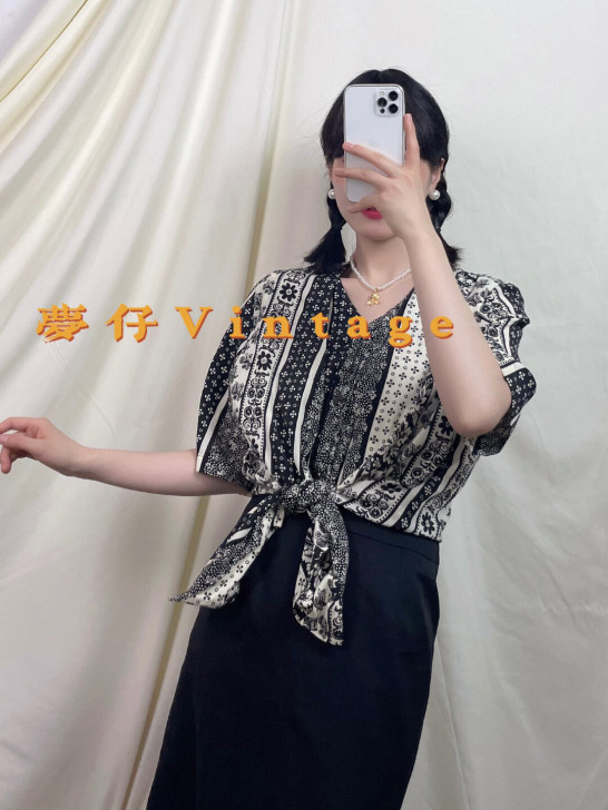 Vintage古着复古日系港风花衬衫