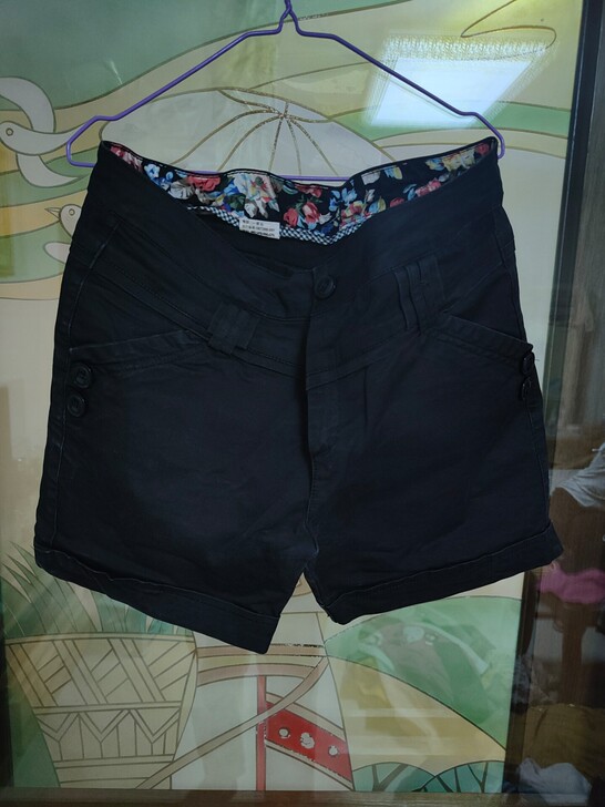 西装短裤女夏纯棉超短大码宽松显瘦百搭外穿黑...