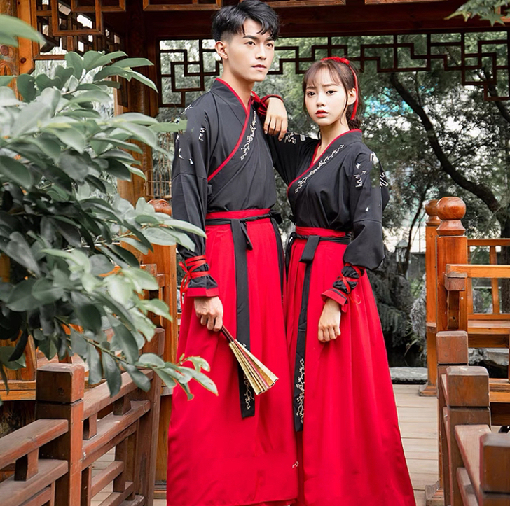 武侠风汉服女中国风交领齐腰襦裙男学生班服情...