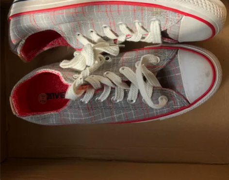 CONVERSE匡威格纹亚麻布舒适帆布鞋 ...