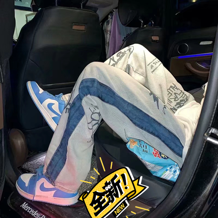 美式牛仔裤男宽松直筒夏季薄款hiphop炸...