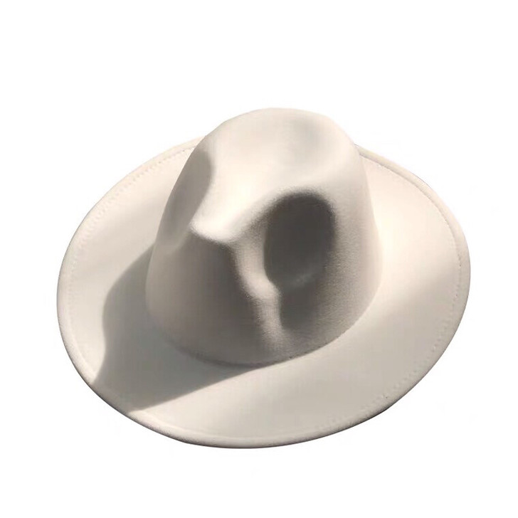 白色礼帽女平顶女帽春秋夏英伦绅士毡帽洋气爵...