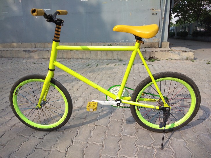 20寸死飞自行车！荧光绿！适合9岁到13岁...