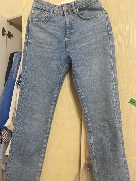 zara全新牛仔裤 xs码 浅蓝色 版型巨...