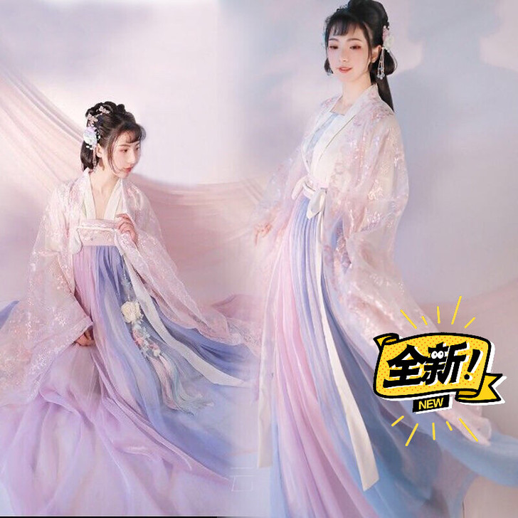 【清仓白菜价】春樱汉服女襦裙齐胸齐腰套装超...