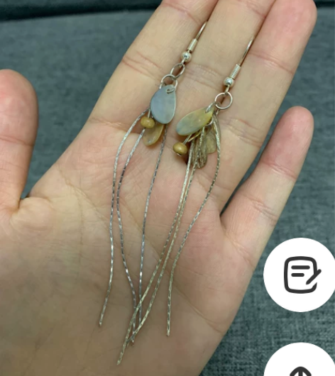 中古vintage 贝母耳坠古着首饰 复古...