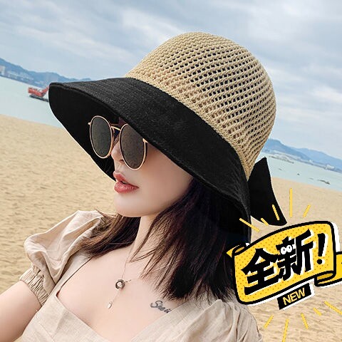 亲戚家库存夏季女百搭镂空帽太阳帽防晒齿遮阳...