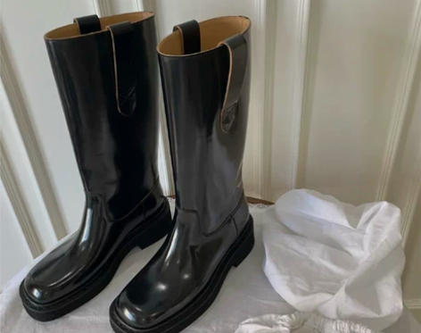 Mona同款长筒靴2021新款厚底粗跟高筒...