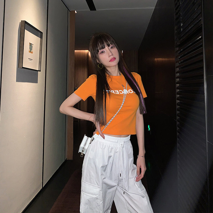 休闲运动白色工装裤子女夏季2020新款宽松...