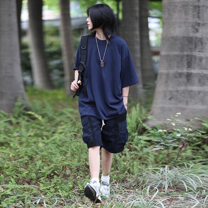 日系宽松机能灯芯绒工装短裤男夏季外穿大码五...