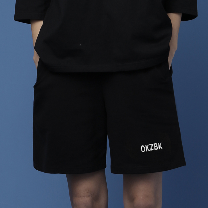 黑色五分裤女宽松bf休闲直筒港风休闲阔腿工...