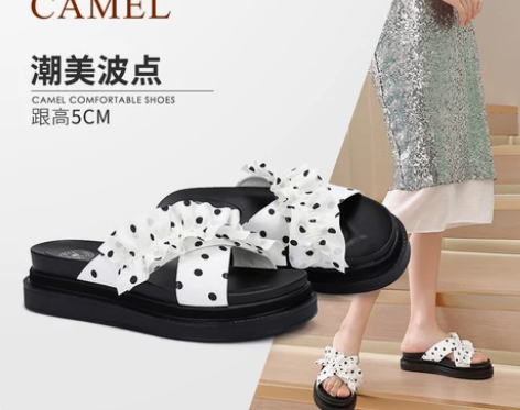 Camel/骆驼女鞋夏季波点心弦 娇俏淑女...