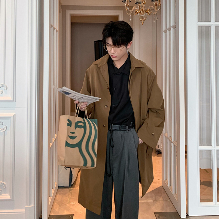 Hualun男士风衣春秋款中长款薄款宽松韩...