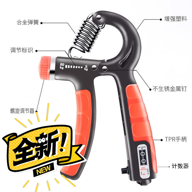 （全新握力器）计数握力器手指力量训练康复恢...