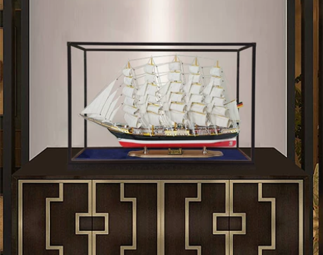 一帆风顺帆船模型木质工艺船聚财招财摆件开业...