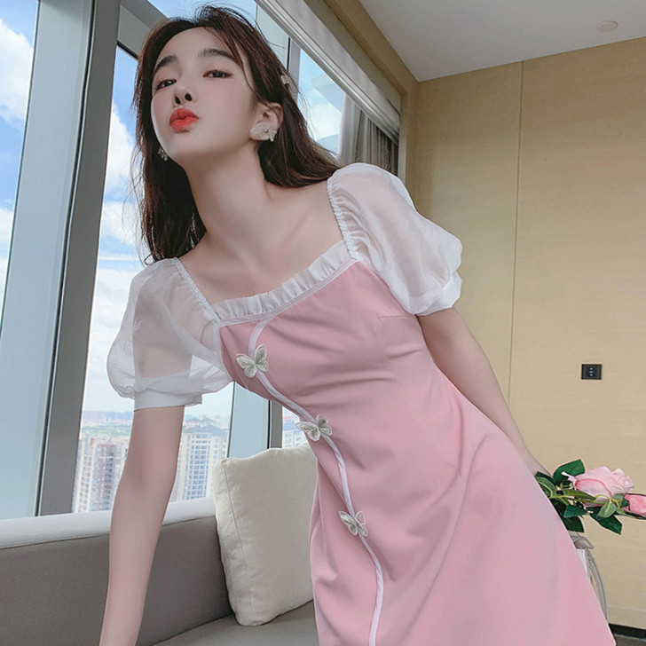 2021年新款甜美连衣裙法式初恋仙女裙ch...