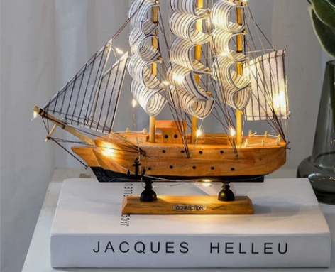 【处理】帆船一帆风顺模型北欧帆船木质摆件装...